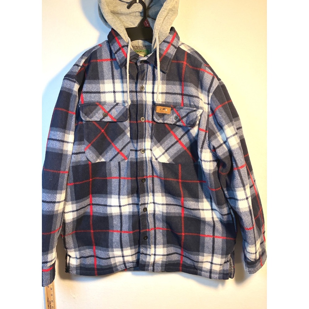 Stillwater Supply Co Fleece Hoodie Jacket Women XL Blue Plaid Zip Up Outdoor